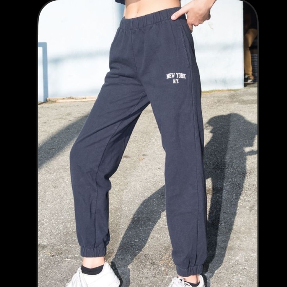 Brandy Melville navy blue New York NY ribbed sweatpants